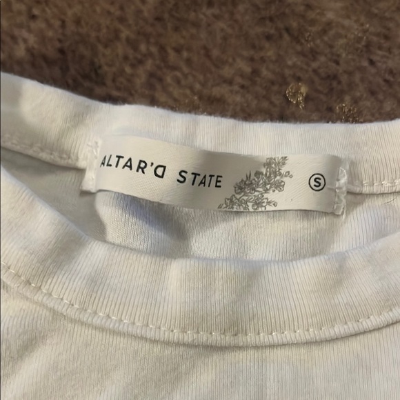 Altar'd State Cream Fitted Cap Sleeve Tee - Picture 2 of 5